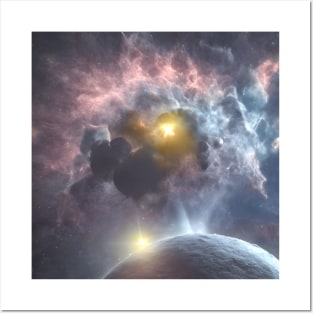 Planets Nebula Cloud In Dark Space Posters and Art